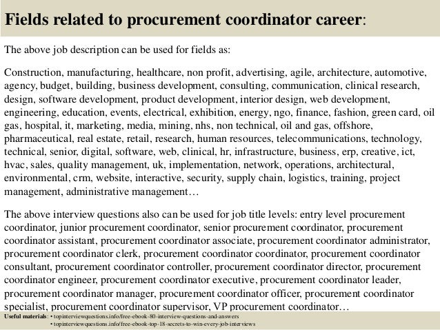 17 fields related to procurement coordinator