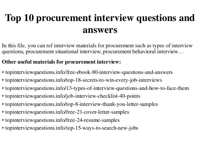 top 10 procurement interview questions and answers procurement interview questions