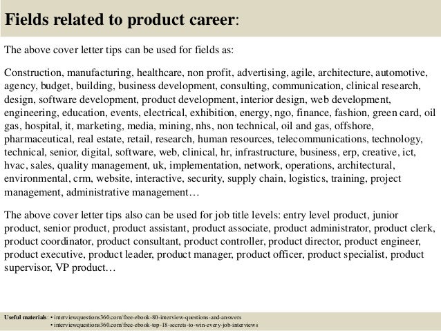 Example cover letter for product manager job