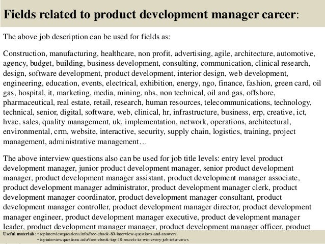 top 10 product development manager interview questions and answers product development manager job description