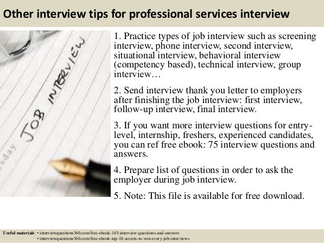 Top 10 professional services interview questions and answers