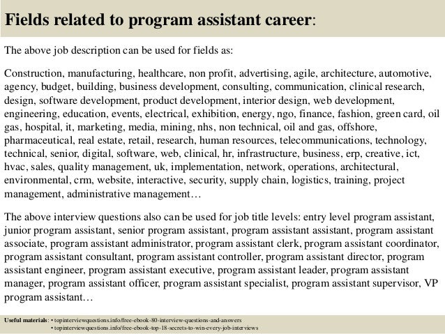 program assistant job description samples
