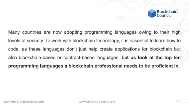 Top 10 programming languages for blockchain professionals | PDF