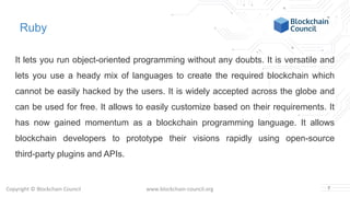 Top 10 programming languages for blockchain professionals | PDF image.