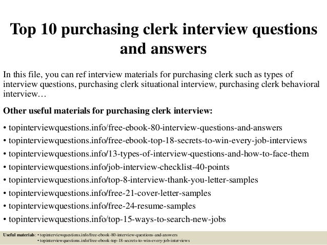 Top 10 purchasing clerk interview questions and answers