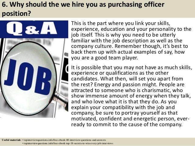 Top 10 purchasing officer interview questions and answers