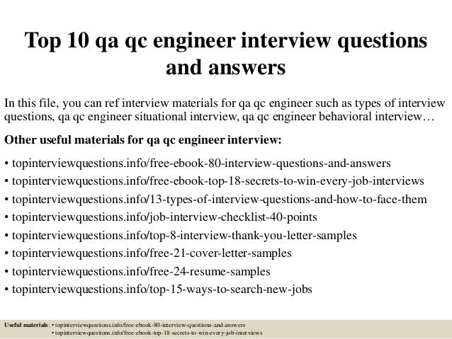 top 10 qa qc engineer interview questions and answ qa engineer interview questions