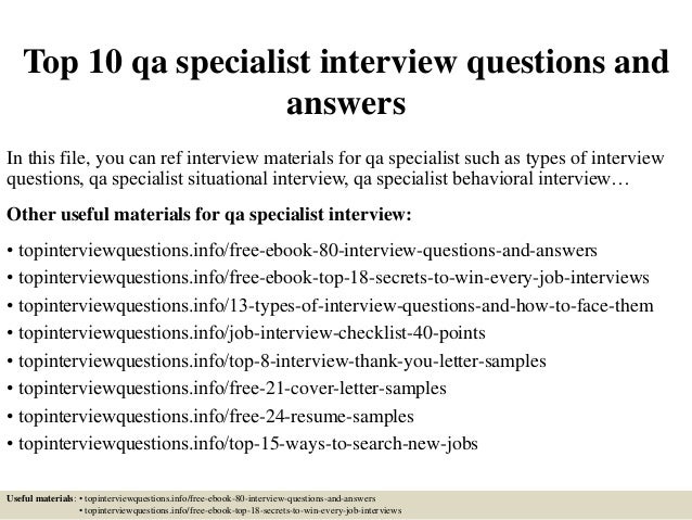 Top 10 qa specialist interview questions and answers