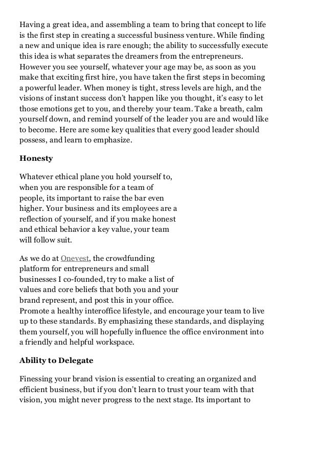 Qualities of a great leader essay