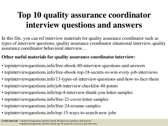 Top 10 quality assurance coordinator interview questions 