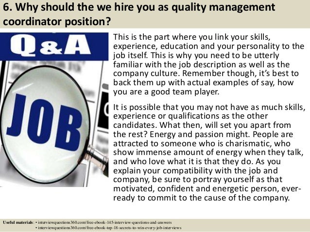 Top 10 quality management coordinator interview questions and answers