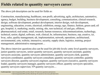 Top 10 Quantity Surveyors Interview Questions And Answers