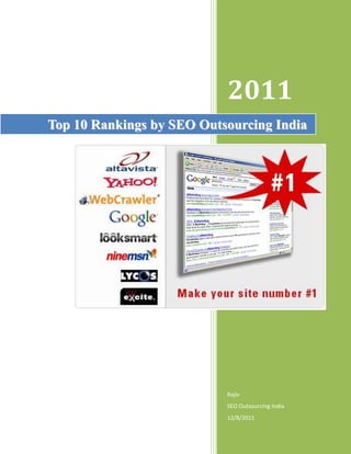 2011
Top 10 Rankings by SEO Outsourcing India




                           Rajiv
                           SEO Outsourcing India
                           12/8/2011
 