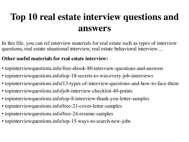 real estate interview questions