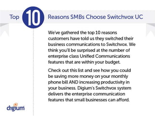 Top 10 Reasons SMBs Choose Switchvox