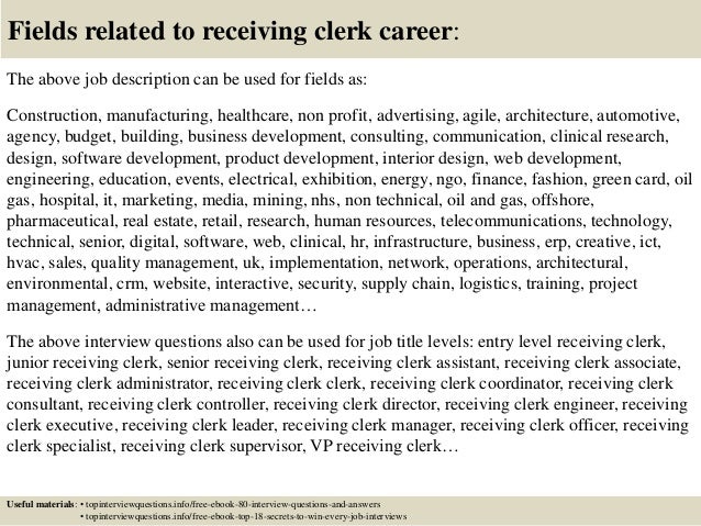 receiving supervisor job description