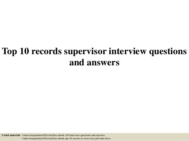 supervisor interview questions answers