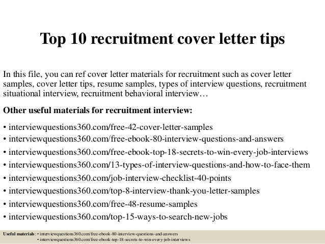 Recruiting job cover letter samples