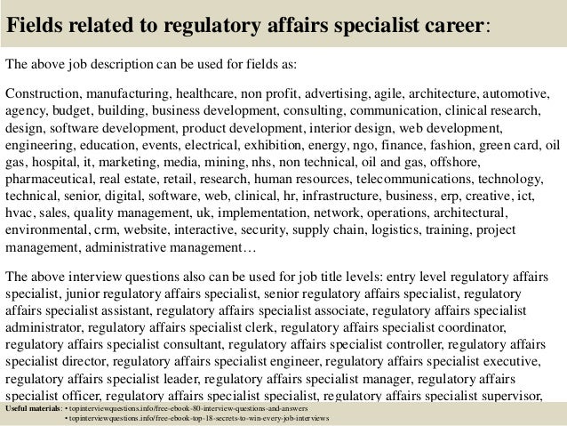 Cover letter regulatory affairs example