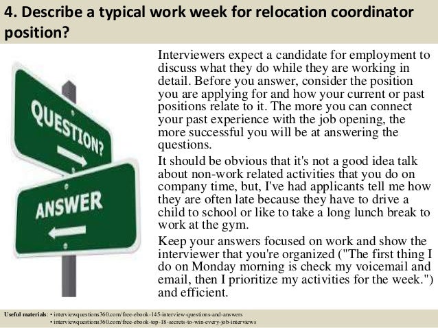 relocation coordinator interview questions
