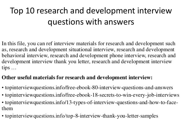 top 10 research and development interview questions with conflict resolution interview questions