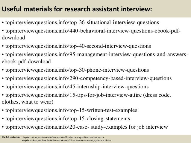 interview questions to ask research assistant
