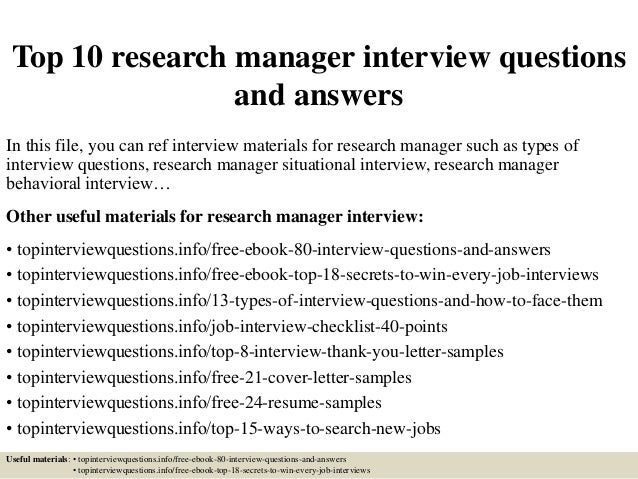 research manager interview questions and answers