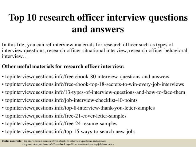 research officer interview questions and answers pdf