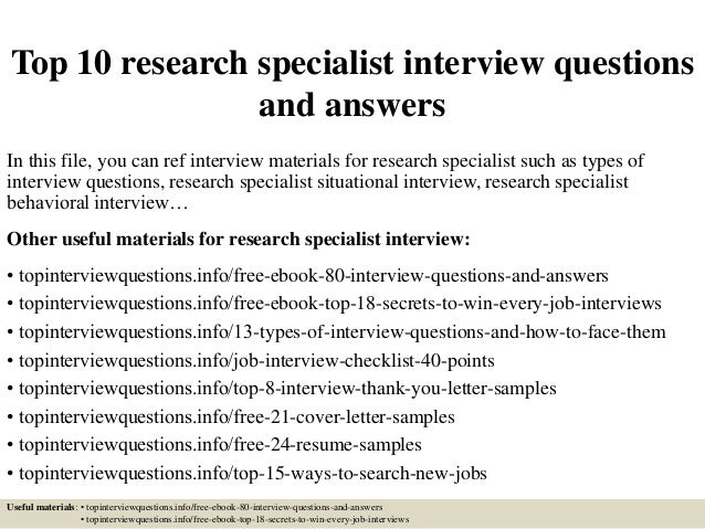 questions for research specialist interview