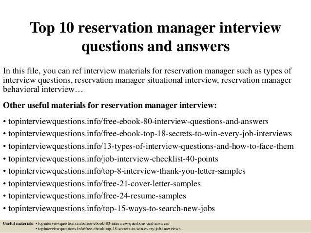 top 10 reservation manager interview questions and answers behavioural interview questions and answers