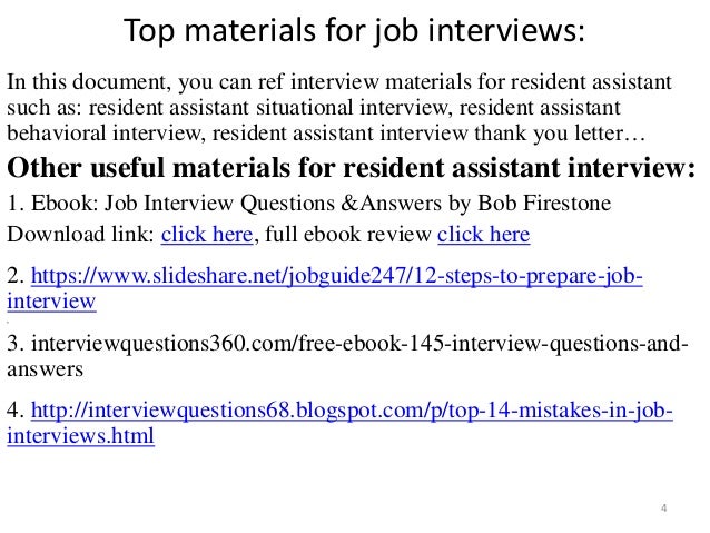 Job description of a resident assistant for resume