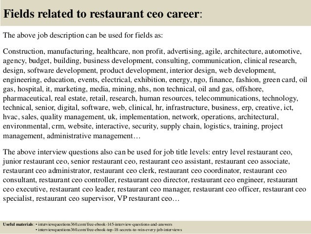 restaurant job interview questions
