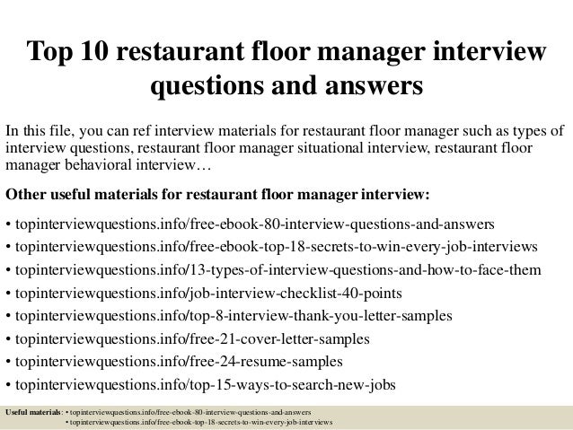 restaurant manager interview