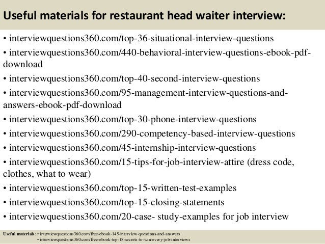 interview questions for restaurant servers