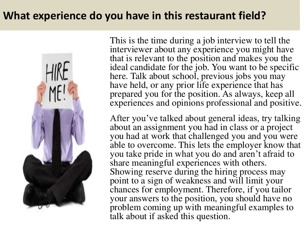 Top 10 restaurant interview questions and answers