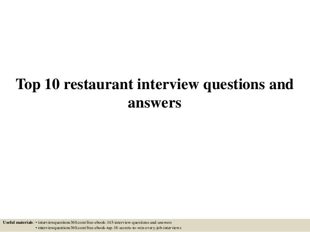 Top 10 restaurant interview questions and answers