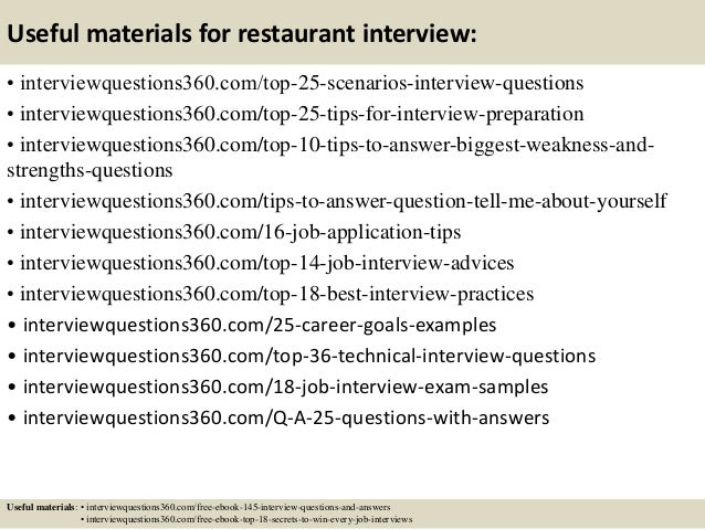 interview questions for restaurant