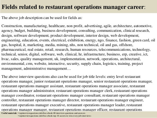 restaurant manager interview questions and answers