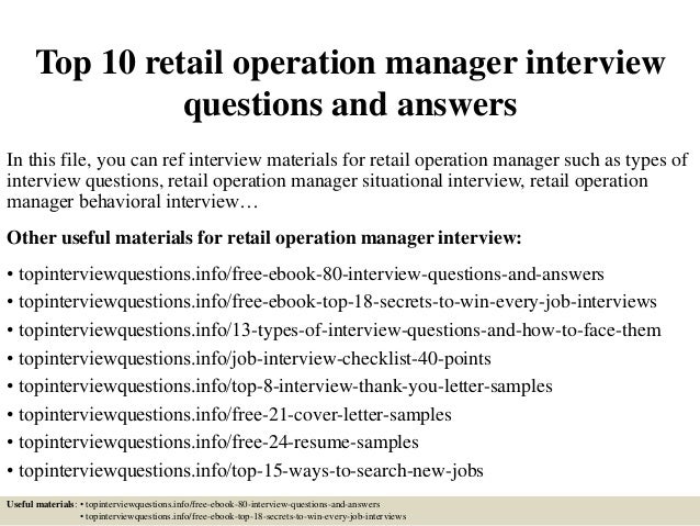 top 10 retail operation manager interview questions and operation manager interview questions