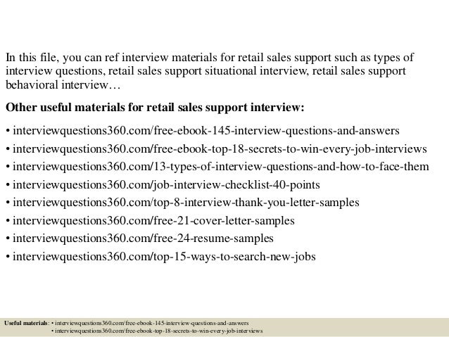 Top 10 retail sales support interview questions and answers