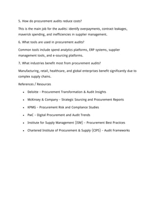 Top 10 Risks in Procurement Audit Services and How to Solve Them | PDF