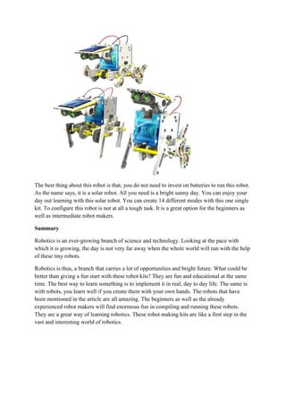 Robot Beginner Chart.pdf Top 10 robotics for beginners | PDF