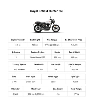 Top 10 Royal Enfield Bikes Price List In India PDF