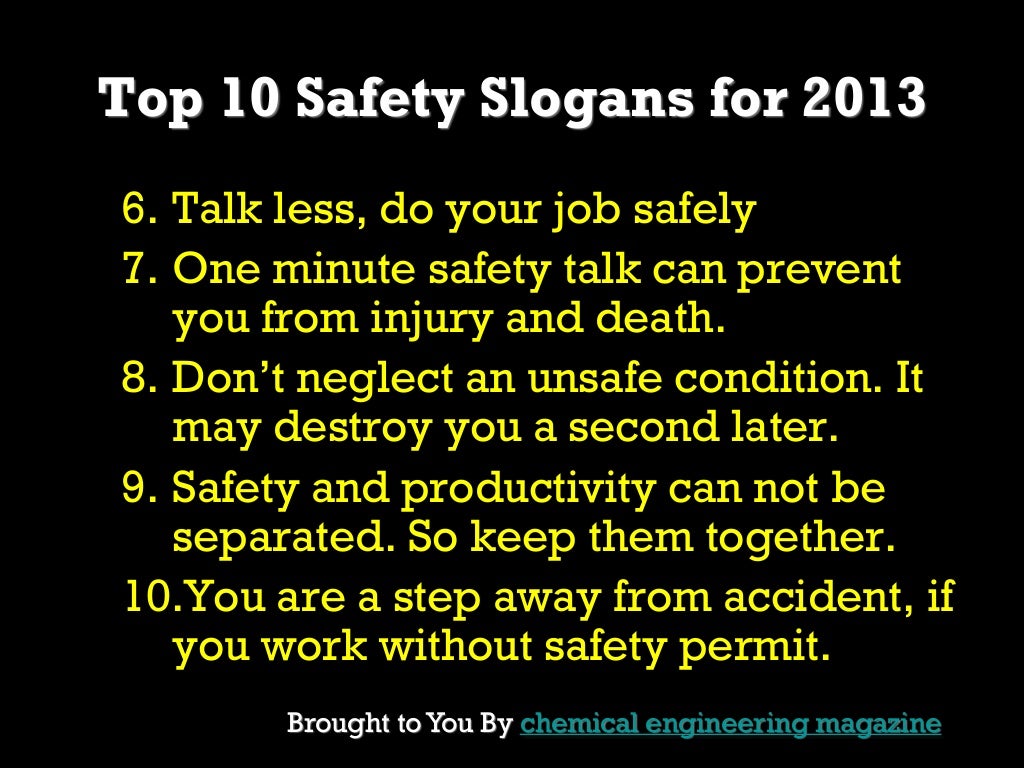 Top 10 safety slogans for 2013
