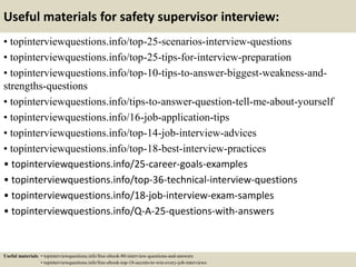 Top 10 Safety Supervisor Interview Questions And Answers
