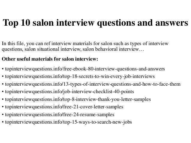 questions to ask at a salon interview