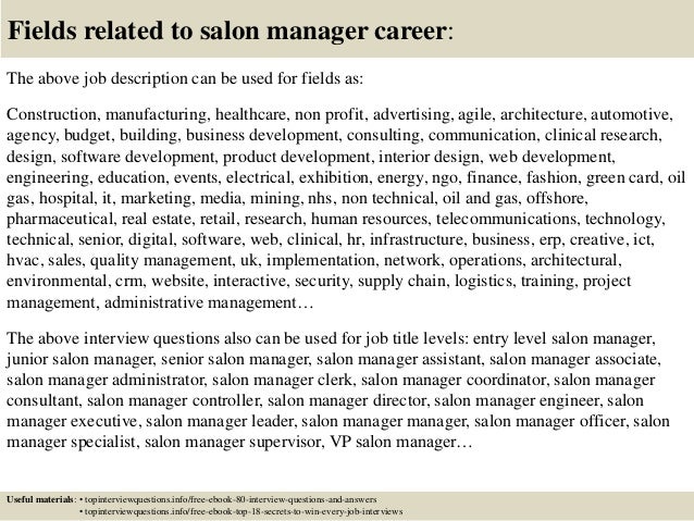 top 10 salon manager interview questions and answers salon manager description
