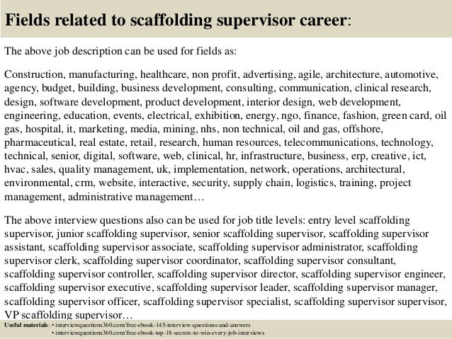 Top 10 scaffolding supervisor interview questions and answers