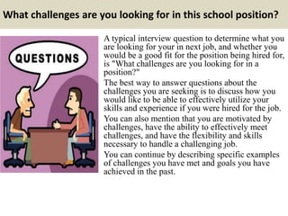 Top 10 school interview questions and answers | PPTX