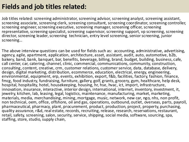 screening interview questions